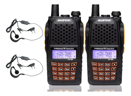 Conjunto 2 Rádios Comunicador Uv-6r Baofeng Uhf Vhf Fm + Nf