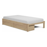 Cama 1 Plaza Otomana De Pino Con Cajones Sin Respaldos 80 Cm