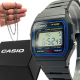 Relógio Esportivo Masculino Casio F91w + Corrente De Aço