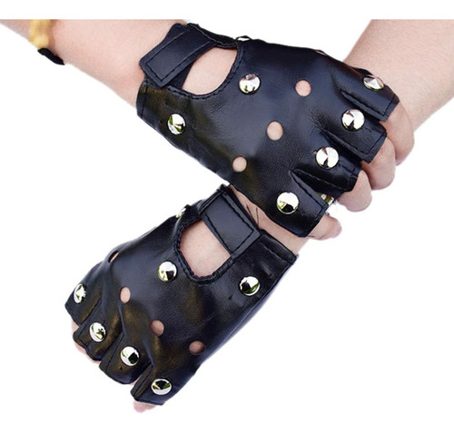 Guantes De Piel Con Medio Dedo Theatrical Punk Hip-hop Drivi