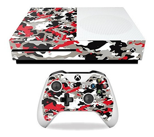 Skin Compatible Con Microsoft Xbox One S - Camuflaje Rojo