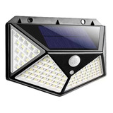 Luminária Parede Solar 100 Leds Bateria Luz Balizador Jardim