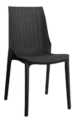 Silla Plástica Laury Harmony Simil Ratán Color Negro