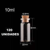 120 Mini Frascos Botella Vidrio Corcho 2,2x5cm 10ml Funsmart