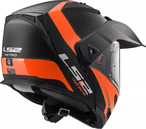 Casco Ls2 Modular 324 Rapid Negro Naranja Mate ** Fas