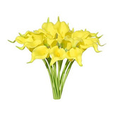 20 Flores Calas Artificiales Mandys Latex  35cm Amarillo
