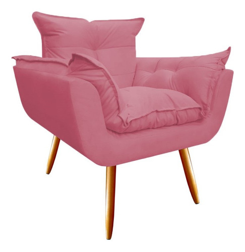 Poltrona Decorativa Opala Suede Rosa Super Barato