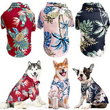 Whaline 3 Piezas Camisas Hawaianas Para Perros, Gasa Transpi