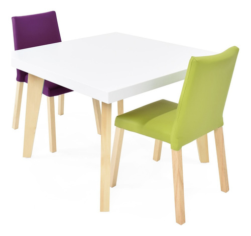 Comedor Lugo Kids Con 2 Sillas Cataluña Kids Diseño De La Tela De Las Sillas Verde-morado