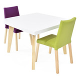 Comedor Lugo Kids Con 2 Sillas Cataluña Kids Diseño De La Tela De Las Sillas Verde-morado