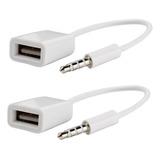 2 Piezas De 3,5mm Macho Jack A Usb 2.0 Cable Convertidor