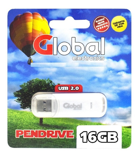 Pen Drive Blanco Global 16 Gb Usb 2.0 Memoria Micro Flash X3