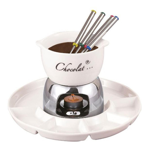 Aparelho Conjunto De Fondue 8 Peças Frutas Queijos Chocolate