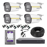 Kit Cctv 4 Cámaras 4k Color Vu 1tb Purpe-100 Mtrs. Exterior