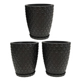 Jogo 3 Vasos Luxo Diamante 3d Plantas Casa Jardim Nº2 (26x30