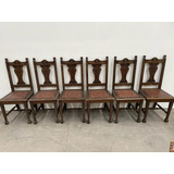 Comedor De Madera Antiguo, Labrado 6 Sillas 