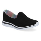 Tenis Dama Flexible Casual Slip On Ligero Negro 325-33