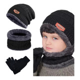 3en1 Gorro Bufanda Guantes Tejido Para Niños Frio Invierno