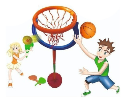 Tenis Orbital Paletas Y Aro De Basquet Con Pelota Juegosol 