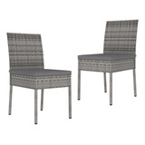 Sillas De Comedor De Jardín 2 Piezas Poly Rattan Gris