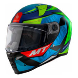 Casco Para Moto Mt Helmet 2  Revenge Moreira A7 Azul/ Verde