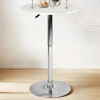 Mesa De Bar Redonda Moderno De 60cm, Blanco Y Base Plateado - Homemake Furniture | Meses sin interés