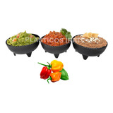 24 Molcajetes Eco Color Negro Tipo Salseros Plástico Rudo 