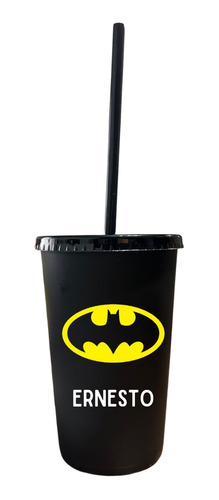 Vaso Con Popote 20 Pzas  Personalizados 16oz Batman