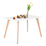 Furniturer Mesa De Comedor Rectangular Minimalista Con Patas