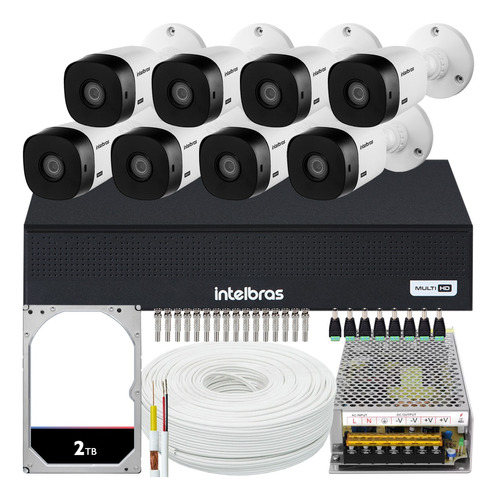 Kit 8 Câmeras Intelbras Vhl 1220b Full Hd 20m Dvr 1008 2tb