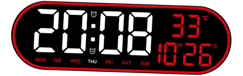 Reloj De Pared Digital Con Pantalla Led Grande Y Rojo