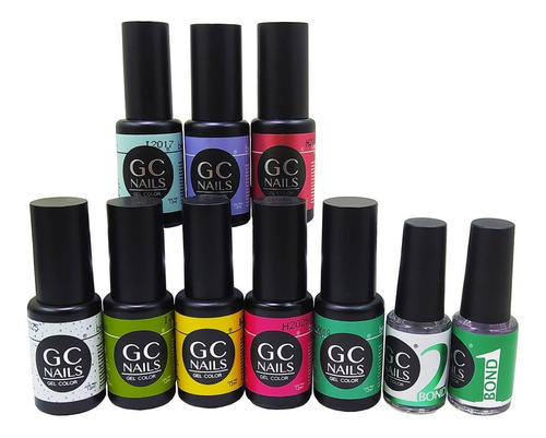 Kit 8 Geles De 1 Paso 21 Dias + Bond 1 + Bond 2 , Gc Nails