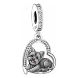 Charm Yorkie Perro Plata 925