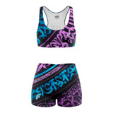 Conjunto Mujer Top Short Licra Running Gym Yoga Graffiti