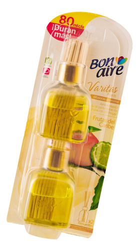 Ambientador Bonaire Varitas 80ml X2 Frutas Del Caribe