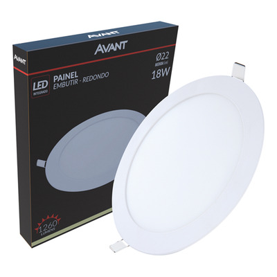 Kit 14 Plafon Painel Redondo Embutir 18w Branco Neutro 4000k
