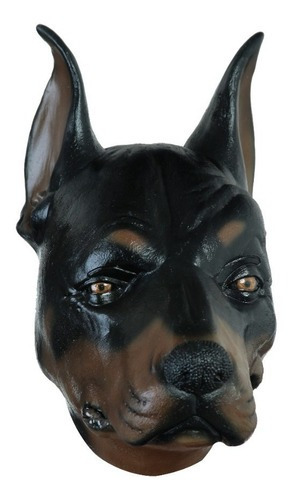 Máscara Látex Perro Doberman Animales Divertidos Chistosa Color Negro