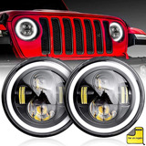 Faros Led Ojos De Ángel De 7in Para Jeep Wrangler Vocho