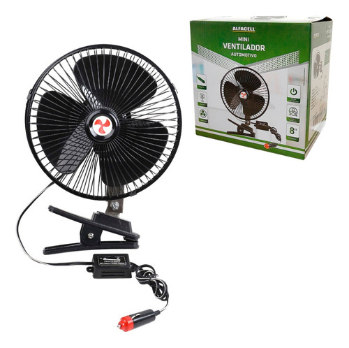 Mini Ventilador Automotivo C/base Plástico 12v 8'' Portátil