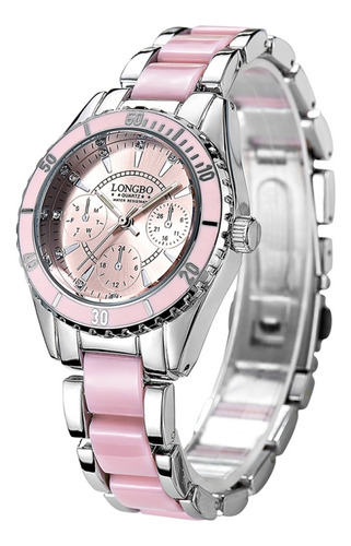 Reloj Rosa Longbo 4511 De Cuarzo Con Esfera Pequeña Con Tres