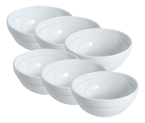 Ensaladera Porcelana Blanca Verbano Línea Recta X6