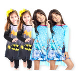 Kit 4 Vestido Fantasia Infantil Capa Manga Longa Luxo Top