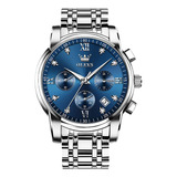 Relojes De Diamantes Para Hombre, Esfera Azul, Números Roman