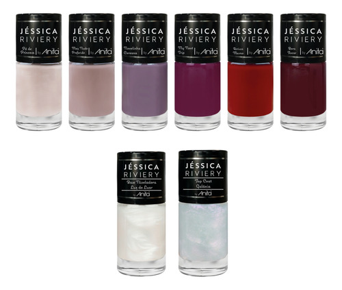 Kit Esmalte Anita Jessica Riviery 6 Cores + Base + Top Coat