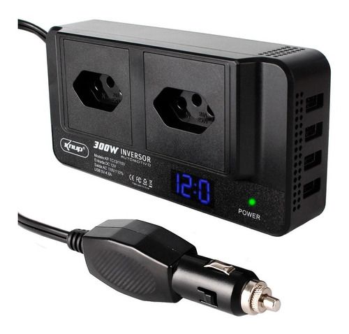 Inversor Carro 12v Acendedor P/ Tomada 110v Conversor +4 Usb