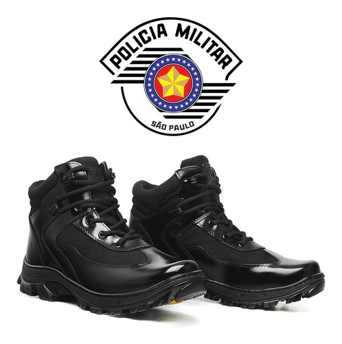 Bota Coturno Couro Cano Curto Tático Militar Pm Sp 