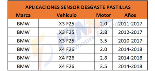 Sensor Desgaste Pastillas Bmw X3 F25 X4 F26 Foto 6