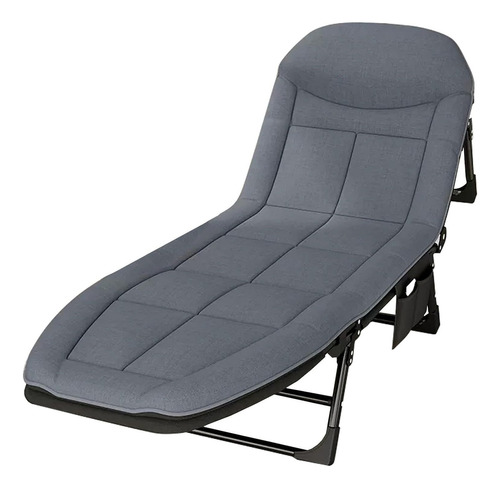 Catre De Campaña Silla Cama De Camping Plegable Portatil Color Gris Oscuro