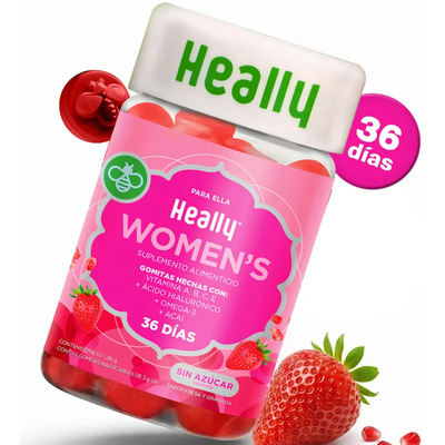 HEALLY Women's | Multivitamínico Mujer En Gomitas | 72 Gomitas Sin Azúcar Y Con Omega 3, Ácido Hialurónico, y Acaí | Vitaminas Para Mujer | Vitaminas A, B, C, y E | Suplemento Natural Sin Gluten | Meses sin interés