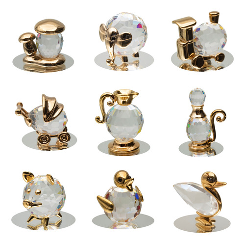Variedad Figuras Decorativas Cristal Cortado Baño En Oro